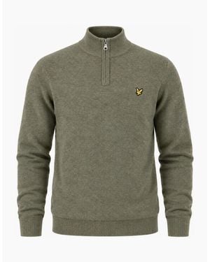 Lyle & Scott Lyle & Scott Lambswool Blend Quarter Zip Jumper Khaki Smoke Marl - Green