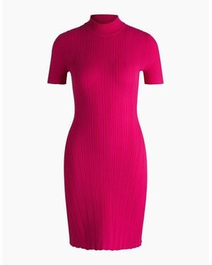 BOSS Sareply Mock Neck Short Sleeve Knee Length Dress - Pink