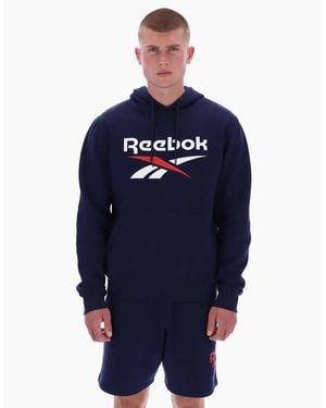 Reebok Trent 2-Col Logo Hoody Cotton Hooded Sweatshirt - Blue