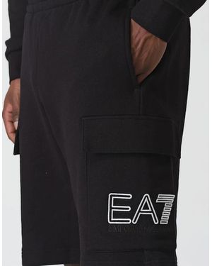EA7 Embroidered Cotton Short - Black
