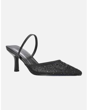 XY London Ladies Chase Rhinestone Mesh Court Shoes - Black