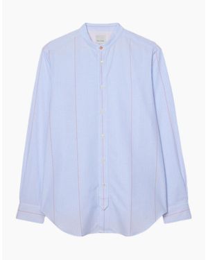 Paul Smith Grandad Collar Shirt 40 Lt - Blue