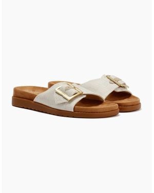 TOMS Marin Slide Textile Natural Sandals - White