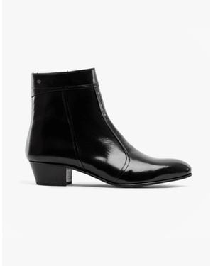 Club Cubano Emmanuel Smooth Leather Cuban Heel Boots - Black