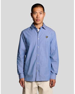 Lyle & Scott Cotton Poplin Twin Stripe Shirt - Blue