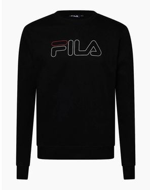 Fila Jude Logo Print Crew Neck Ribbed Collar Sweatshirt - Black