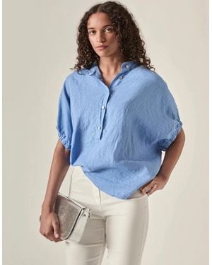 James Lakeland Relaxed Linen Blouse - Blue
