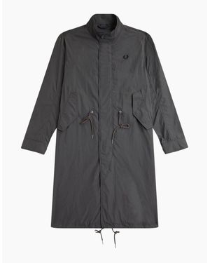 Fred Perry Straight Hem Gunmetal Thin Parka Jacket - Grey