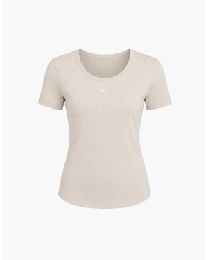 Nike Tight Scoop-Back Mini-Rib Light Orewood Top - White