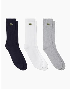 Lacoste Sport 3 Pack High Cut Socks - White