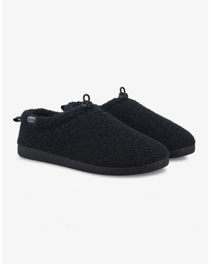 Totes Isotoner Borg Full Back Slipper With Pull Toggle Full Slippers - Black