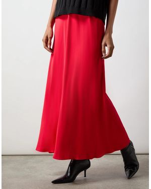 Ro&zo Satin Bias Cut Skirt - Red
