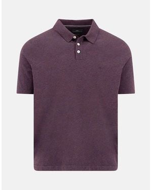 Fynch-Hatton Fine Knit Polo Shirt Aubergine - Purple