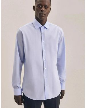 Seidensticker Shaped Fit No Iron Kent Collar Business Shirt Light - Blue