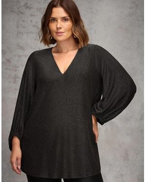 Live Unlimited London Sparkle V Neck Jersey Tunic - Grey