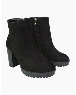 XY London Ladies Cole Platform Heel Ankle Boots - Black
