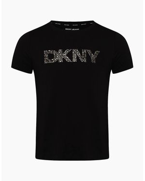DKNY Satin Embroidered Blouse - Black