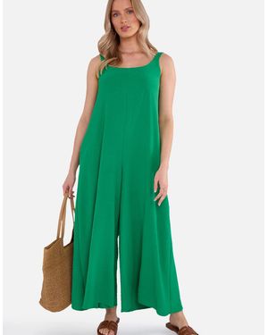 Gini London Air Flow Strappy Wide Leg Jumpsuit - Green