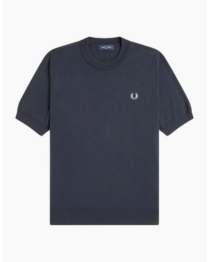 Fred Perry Cotton Knitted T-Shirt - Blue