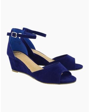 XY London Ladies Lottie Peep Toe Wedge Sandals - Blue