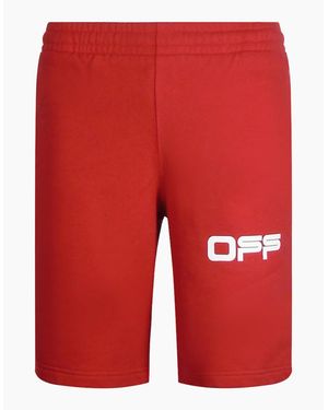 Off-White c/o Virgil Abloh Airport Tape Design Sweat Shorts - Red