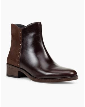 Geox D Camexia Leather Dark Boots - Brown