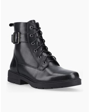 Hush Puppies Teagan Biker Leather Boots - Black
