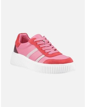 Hush Puppies Holly Suede Fuchsia Trainers - Pink