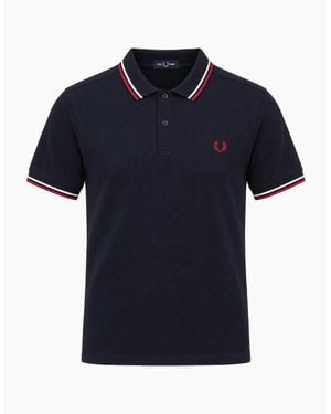 Fred Perry Twin Tipped Polo Shirt/Snow/Burnt - Blue