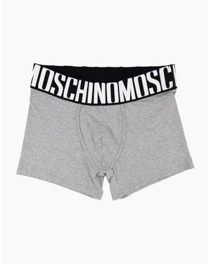 Moschino Underwear Logo Print Stretch Cotton Trunks - Grey