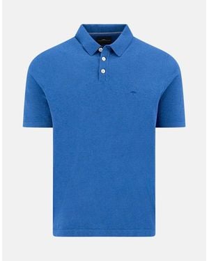 Fynch-Hatton Fine Knit Polo Shirt Harbour - Blue