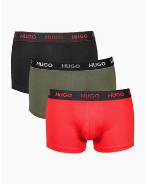 BOSS 3-Pack Classic Logo Boxer Trunks, /Khaki - Red