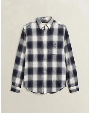 GANT Regular Fit Windblown Flannel Broad Check Shirt - Blue
