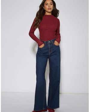 Gini London Mid Rise Wide Leg Jeans - Blue