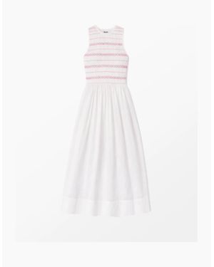 Ro&zo Cotton Voile Shirred Bodice Dress - White