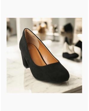 Where's That From High Heel Block Court Shoes - White