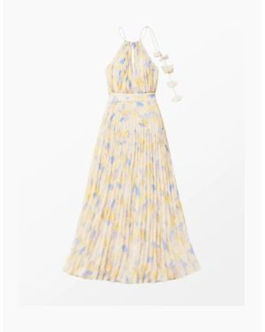 Ro&zo Allegra Watercolour Floral Pleated Maxi Dress - White