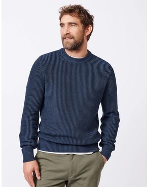 aubi Martin Cotton Ribbed Crew Neck - Blue