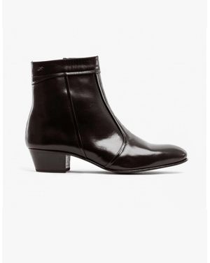 Club Cubano Emmanuel Smooth Leather Cuban Heel Boots - Black