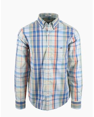 GANT Reg Poplin Multicheck Shirt Misty Mint - Blue