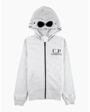 C.P. Company Undersixteen Basic Fleece Goggle Hooded Sweatshirt M93 - White