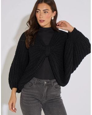 Gini London Oversized Bow Multi Way Wear Knit Jumper - Black