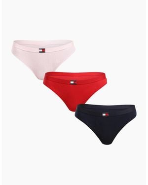 Tommy Hilfiger 3-Pack Heritage Badge Thongs - Red