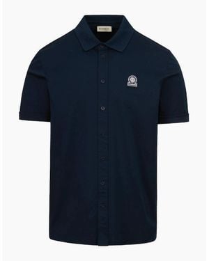 Sandbanks Full Button Interlock Shirt - Blue
