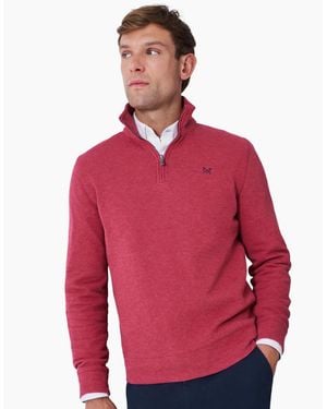 Crew French Rib Half Zip Sweatshirt - Red