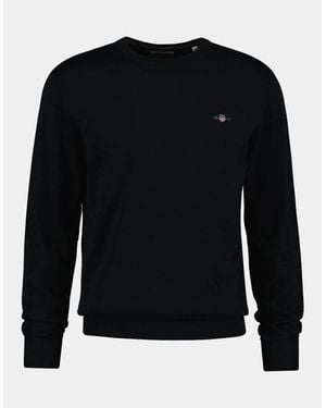 GANT Classic Cotton Shield Logo Crew Neck Jumper - Black