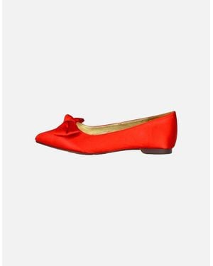 XY London Ladies Cally Bow Pointed Ballerina Flats - Red