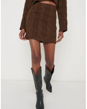Pretty Lavish Hunter Cable Knit Mini Skirt - Brown