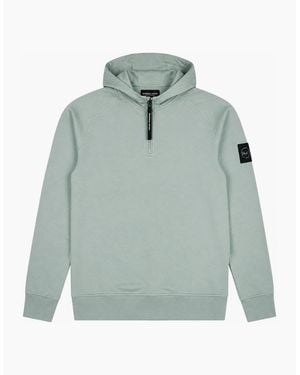 Marshall Artist Stanford Quarter Zip Hoodie Sage - Blue