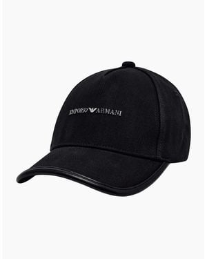 Emporio Armani Metal Logo Textured Cap - Blue